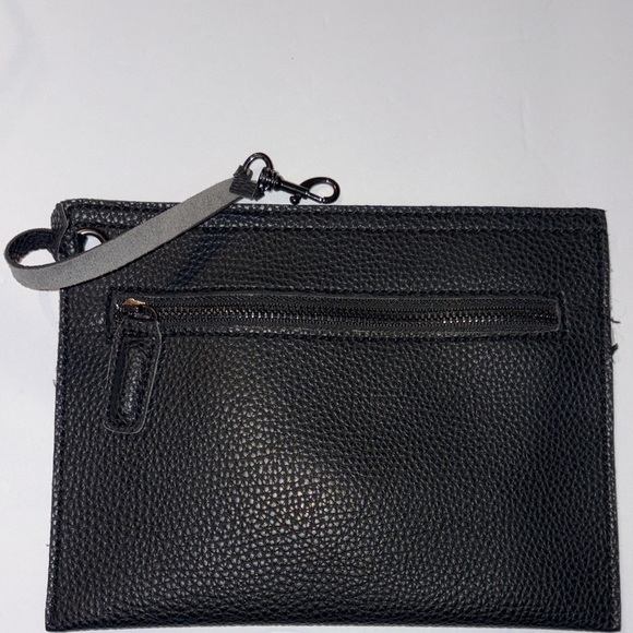 Street Level Black Textured Clutch with Wrist Strap - Picture 1 of 10